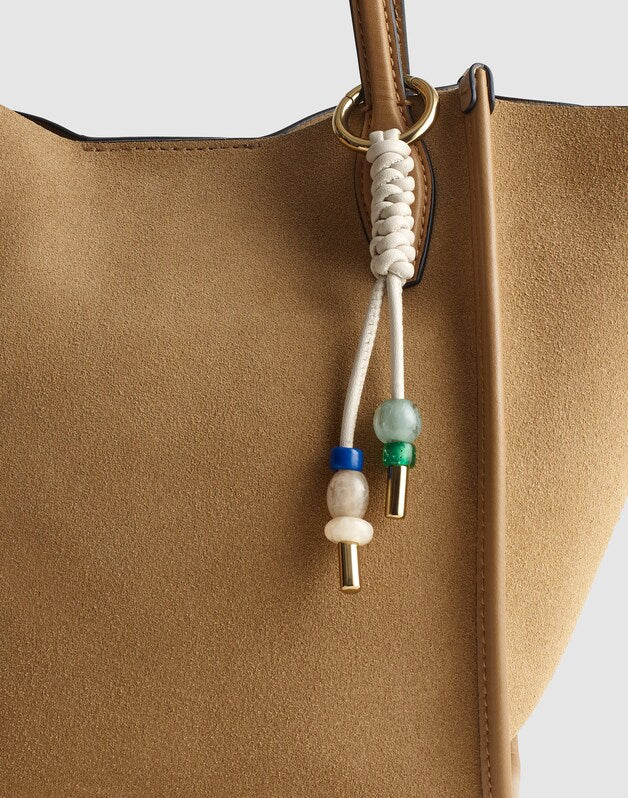 Braided Leather Bag Charm VINTAGE MUSLIN