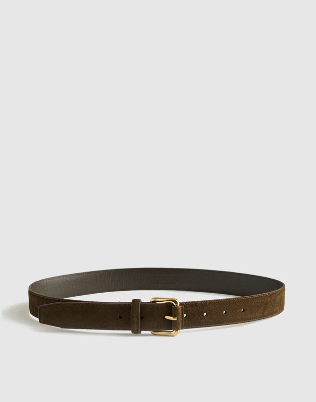 Roller-Buckle Belt in Suede EXPEDITION GREEN
