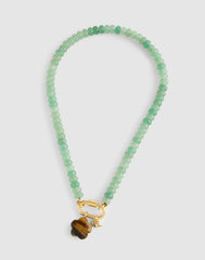 Semiprecious Beaded Carabiner Charm Necklace ANTIQUE JADE