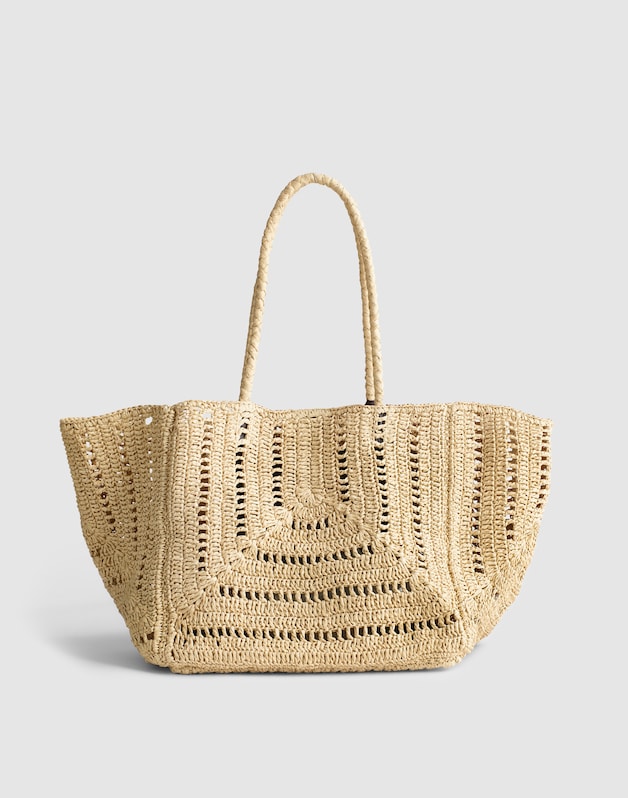 The Shopper Tote in Eyelet Raffia NATURAL