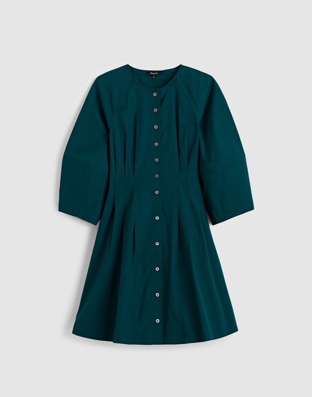 Sculptural-Sleeve Pleated Mini Dress MIDNIGHT SPRUCE