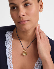Heart Charm Cord Necklace ANTIQUE GOLD