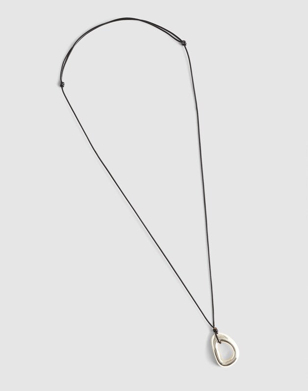 Sculptural Pendant Cord Necklace WARM SILVER