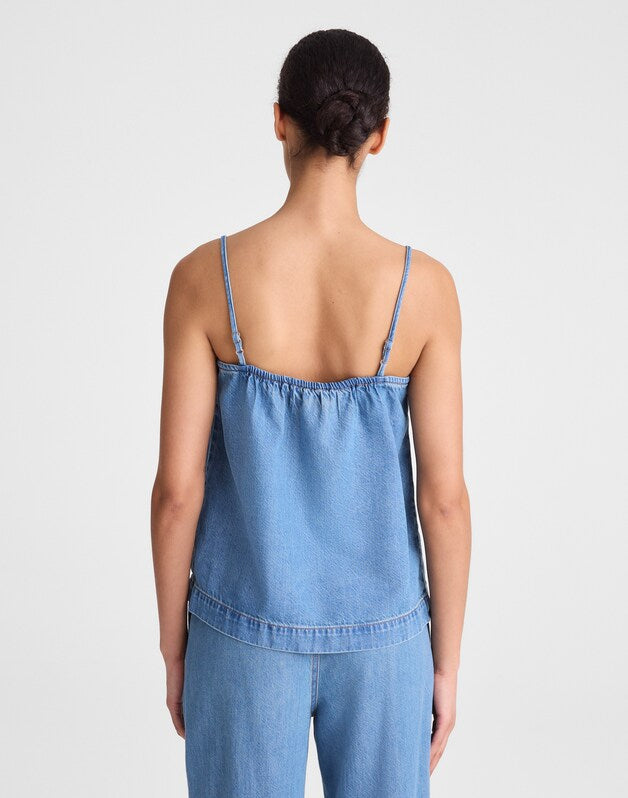 Airy Denim Squareneck Shell Top LIDO WASH