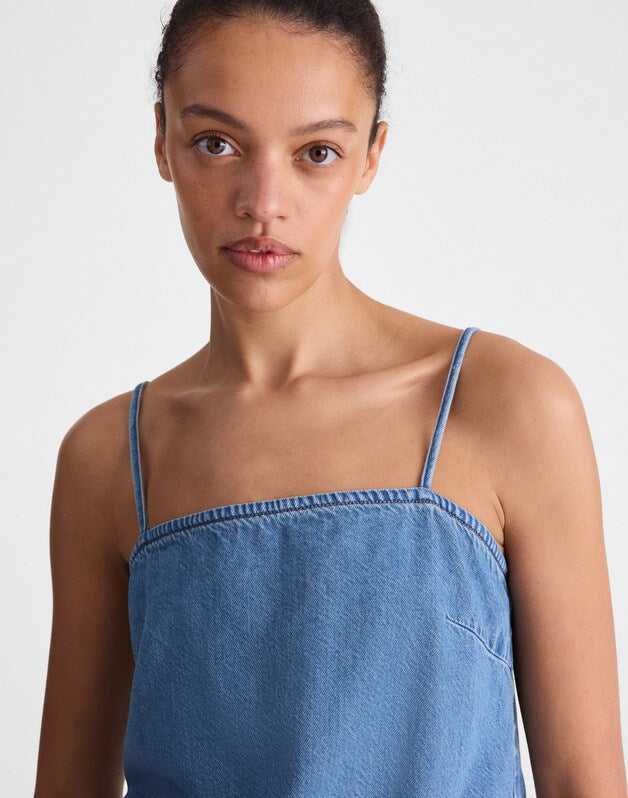 Airy Denim Squareneck Shell Top LIDO WASH