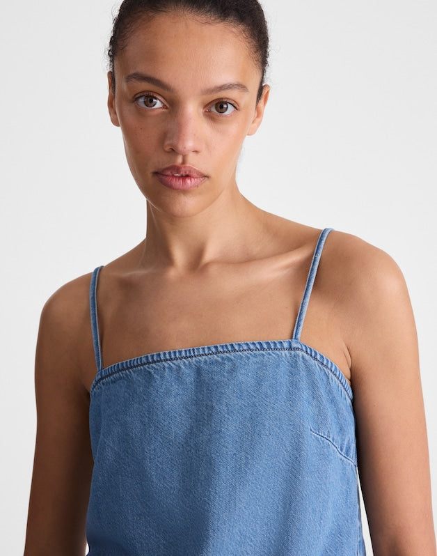 Airy Denim Squareneck Shell Top LIDO WASH