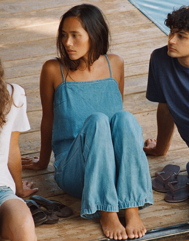 Airy Denim Squareneck Shell Top LIDO WASH