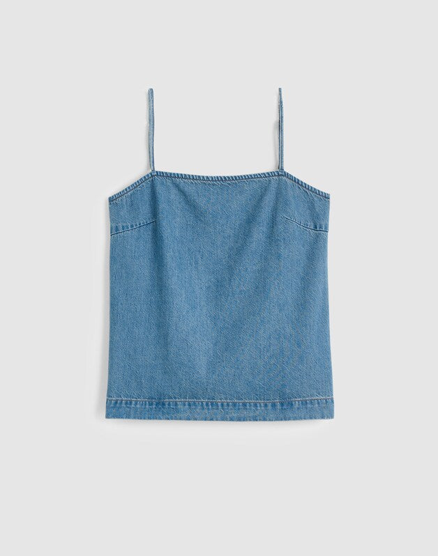 Airy Denim Squareneck Shell Top LIDO WASH