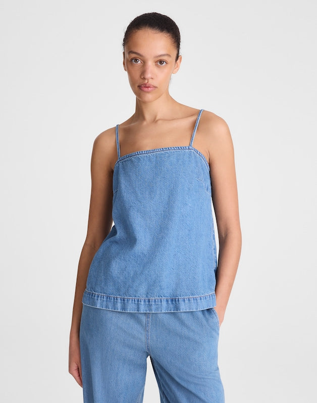 Airy Denim Squareneck Shell Top LIDO WASH