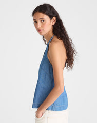 Denim Halter Shell Top SEASIDE WASH