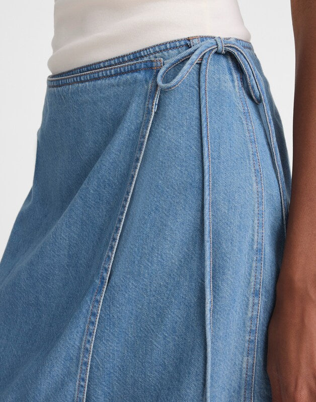 Airy Denim Wrap Mini Skirt LIDO WASH