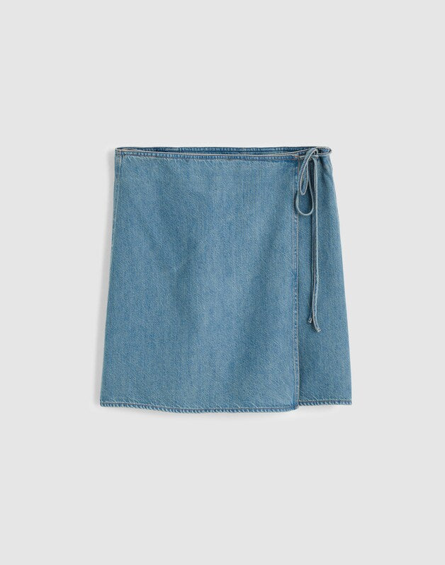 Airy Denim Wrap Mini Skirt LIDO WASH