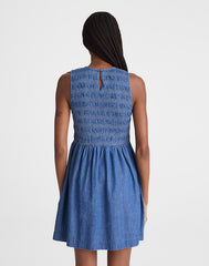 The Denim Melody Smocked Mini Dress COVE WASH