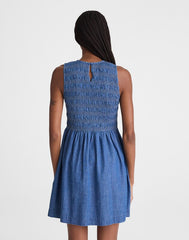 The Denim Melody Smocked Mini Dress COVE WASH