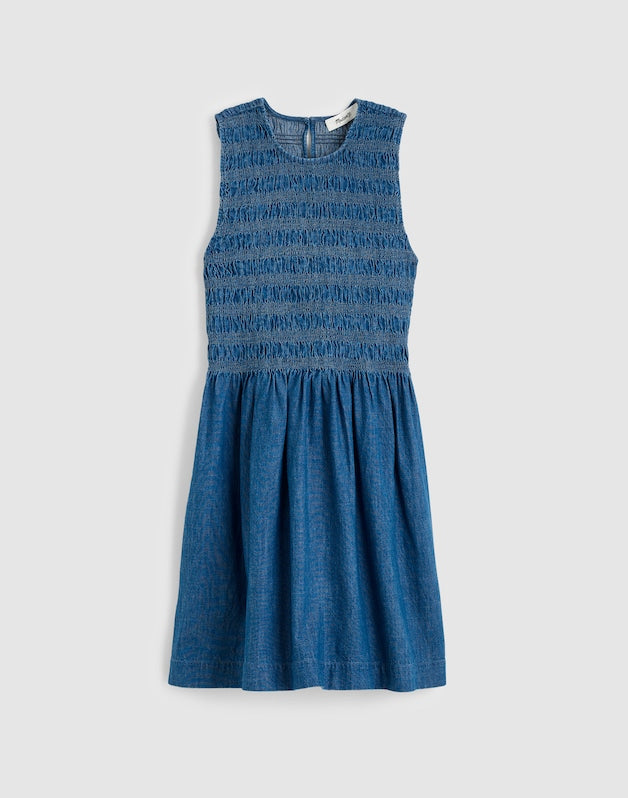 The Denim Melody Smocked Mini Dress COVE WASH