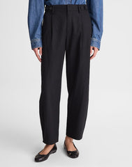 The Short Barrel-Leg Pant in Drapey Twill TRUE BLACK