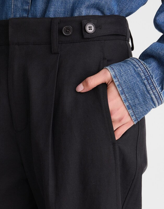 The Barrel-Leg Pant in Drapey Twill TRUE BLACK
