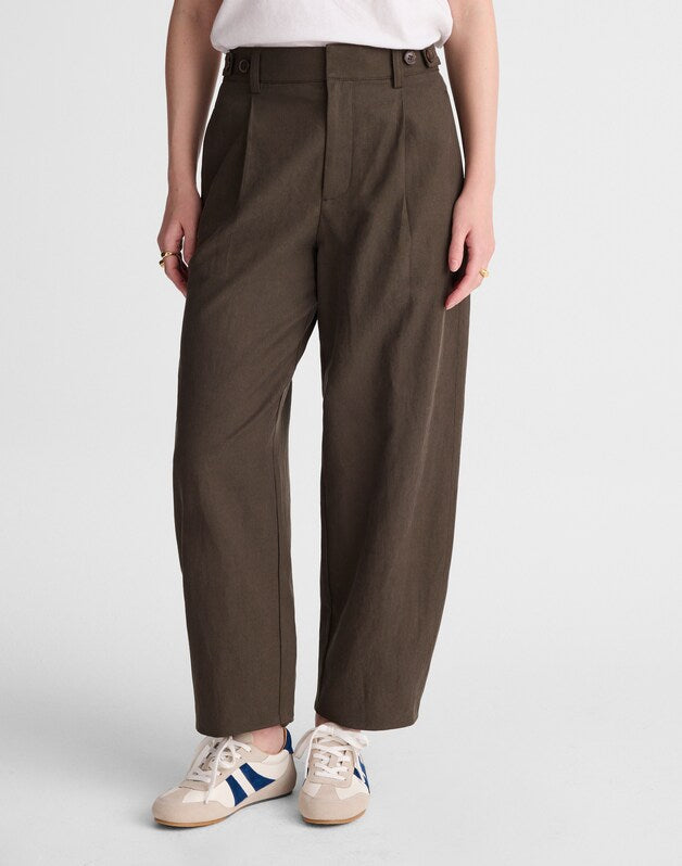 The Barrel-Leg Pant in Drapey Twill BURNISHED OLIVE