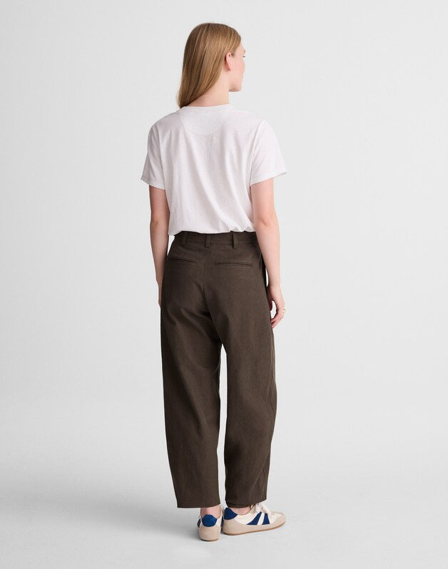 The Barrel-Leg Pant in Drapey Twill BURNISHED OLIVE