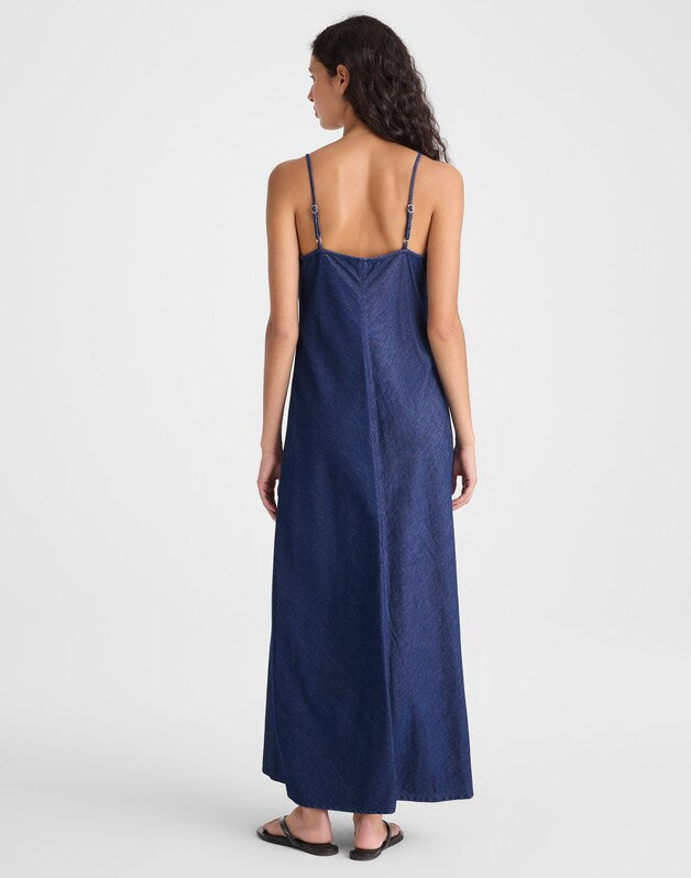 Airy Denim Maxi Slip Dress NOSTALGIC BLUE