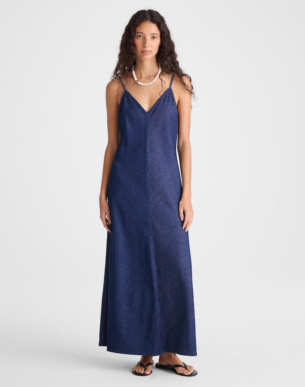 Airy Denim Maxi Slip Dress NOSTALGIC BLUE