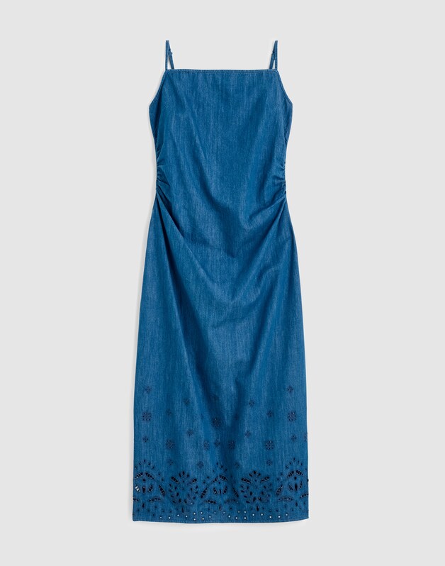 Denim Eyelet Midi Dress CLAIRMONT WASH
