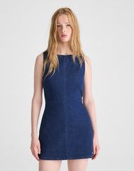 Denim Boatneck Skort Romper NOSTALGIC BLUE
