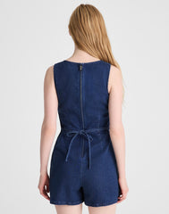 Denim Boatneck Skort Romper NOSTALGIC BLUE