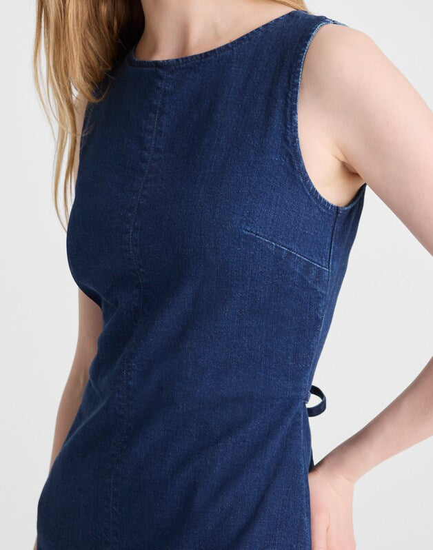 Denim Boatneck Skort Romper NOSTALGIC BLUE