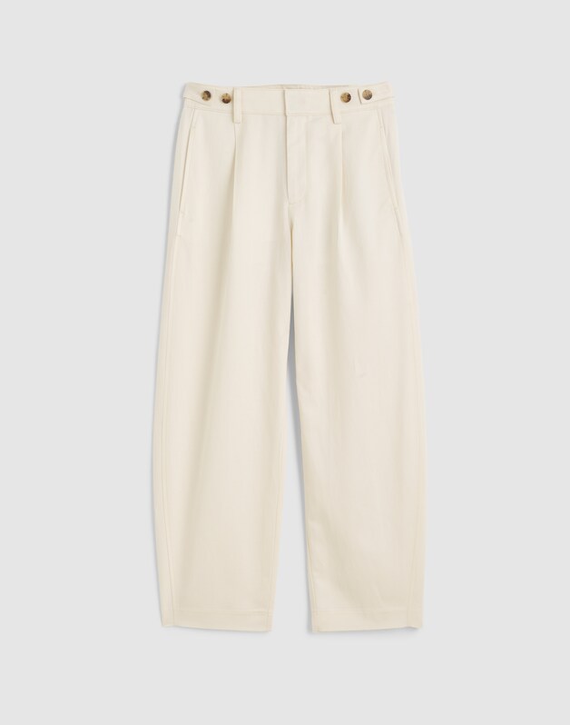 The Barrel-Leg Pant in Drapey Twill VINTAGE IVORY