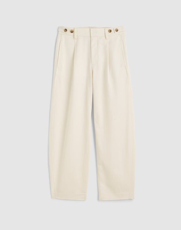 The Barrel-Leg Pant in Drapey Twill VINTAGE IVORY