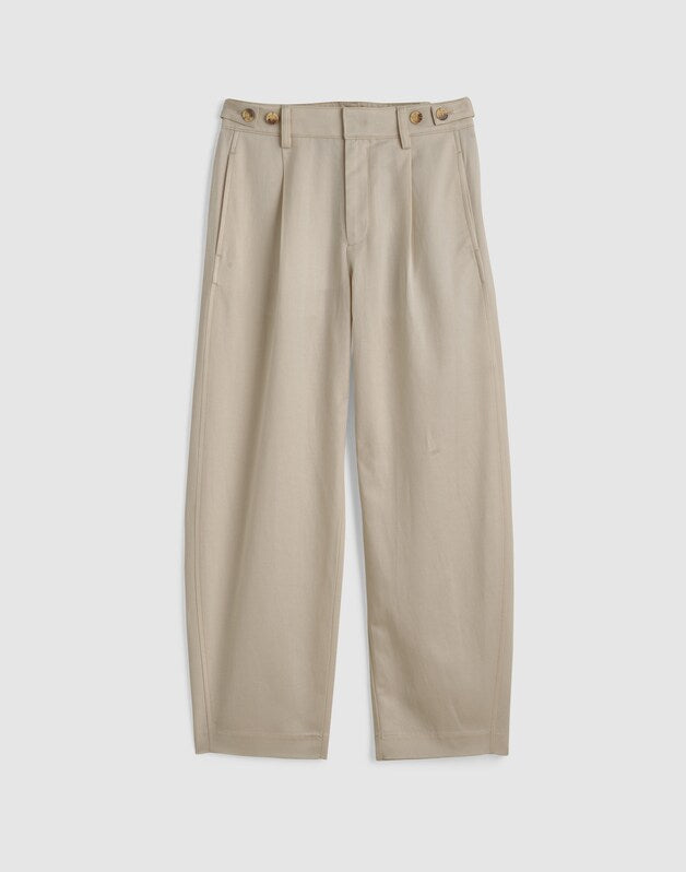The Barrel-Leg Pant in Drapey Twill FAWN