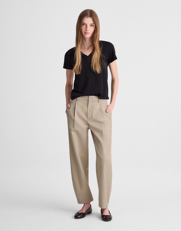 The Barrel-Leg Pant in Drapey Twill FAWN