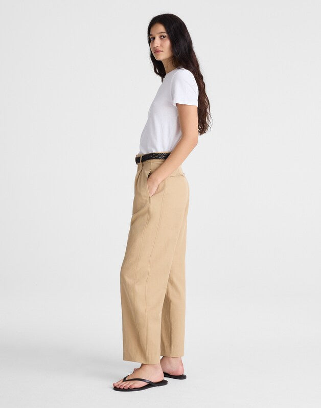 The Barrel-Leg Pant in Drapey Twill BRIGHT FAWN