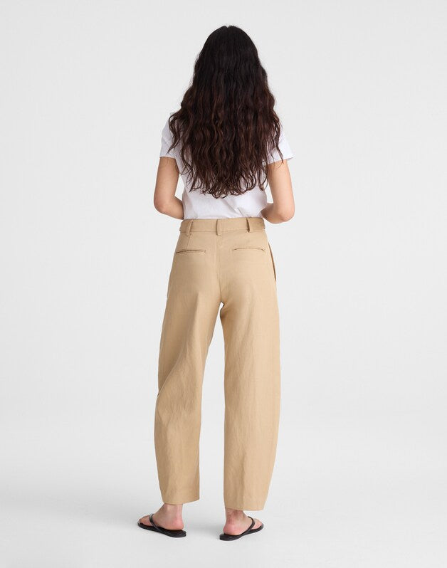 The Barrel-Leg Pant in Drapey Twill BRIGHT FAWN