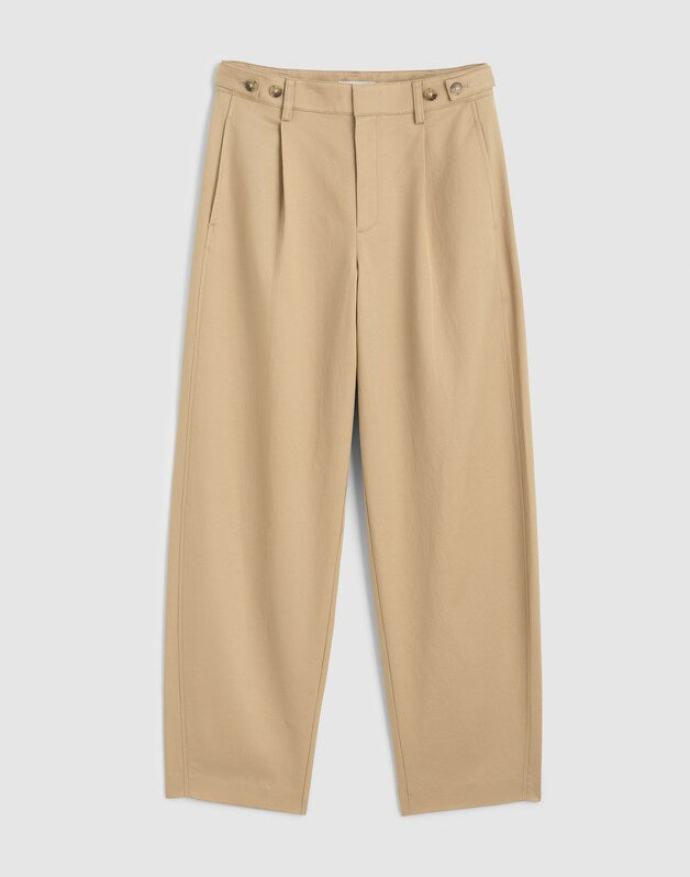 The Barrel-Leg Pant in Drapey Twill BRIGHT FAWN