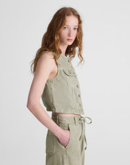Cropped Vest in Airy Denim SAGEBRUSH
