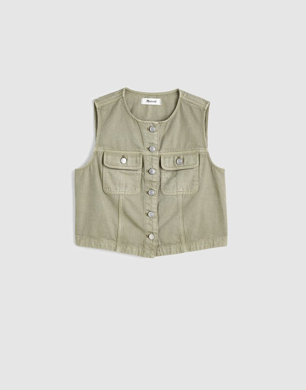 Cropped Vest in Airy Denim SAGEBRUSH
