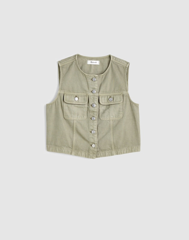Cropped Vest in Airy Denim SAGEBRUSH