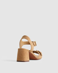 The Neeka Ankle-Strap Heeled Sandal in Suede TAWNY KHAKI