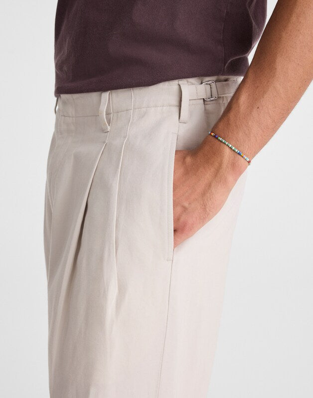 Double-Pleated Trousers in Meridian Linen Blend FORM GREY