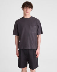 Double-Pleated Shorts in Meridian Linen Blend BLACK