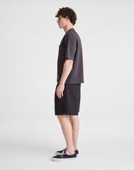 Double-Pleated Shorts in Meridian Linen Blend BLACK