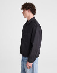 Zip-Front Jacket in Meridian Linen Blend BLACK