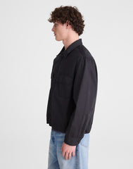 Zip-Front Jacket in Meridian Linen Blend BLACK