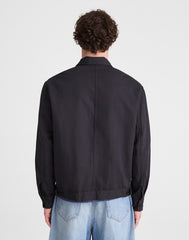 Zip-Front Jacket in Meridian Linen Blend BLACK