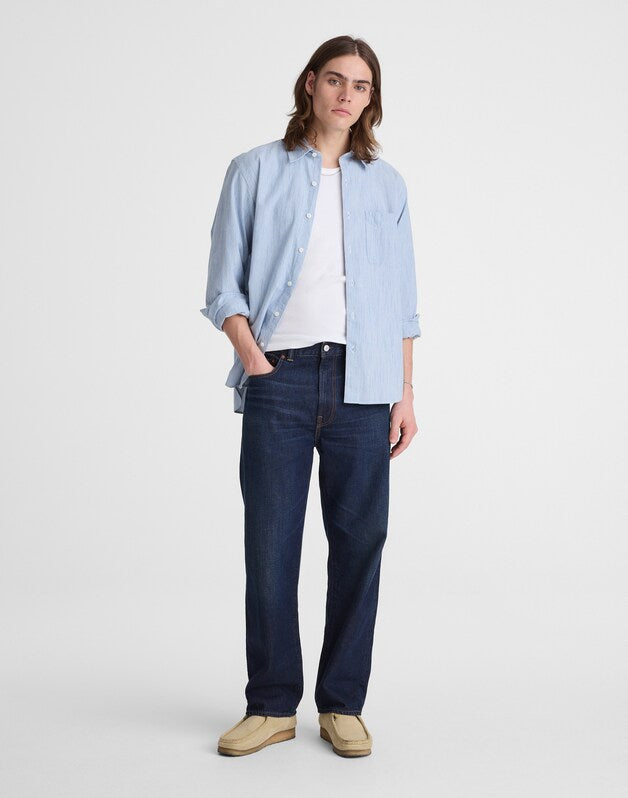 The Allday Shirt in Indigo Stripe MONACA STRIPE