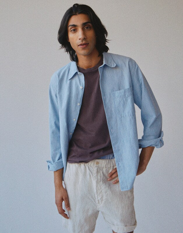 The Allday Shirt in Indigo Stripe MONACA STRIPE