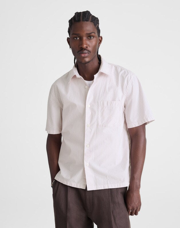 Boxy Cropped Shirt in Crisp Poplin MINI SHIRTING STRIPE
