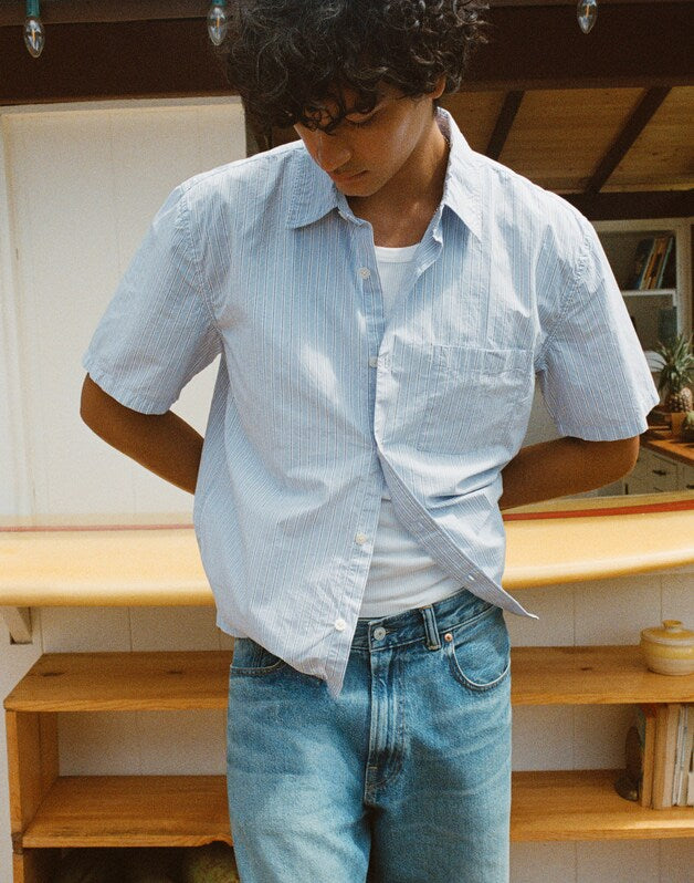 Boxy Cropped Shirt in Crisp Poplin TRANQUIL BLUE